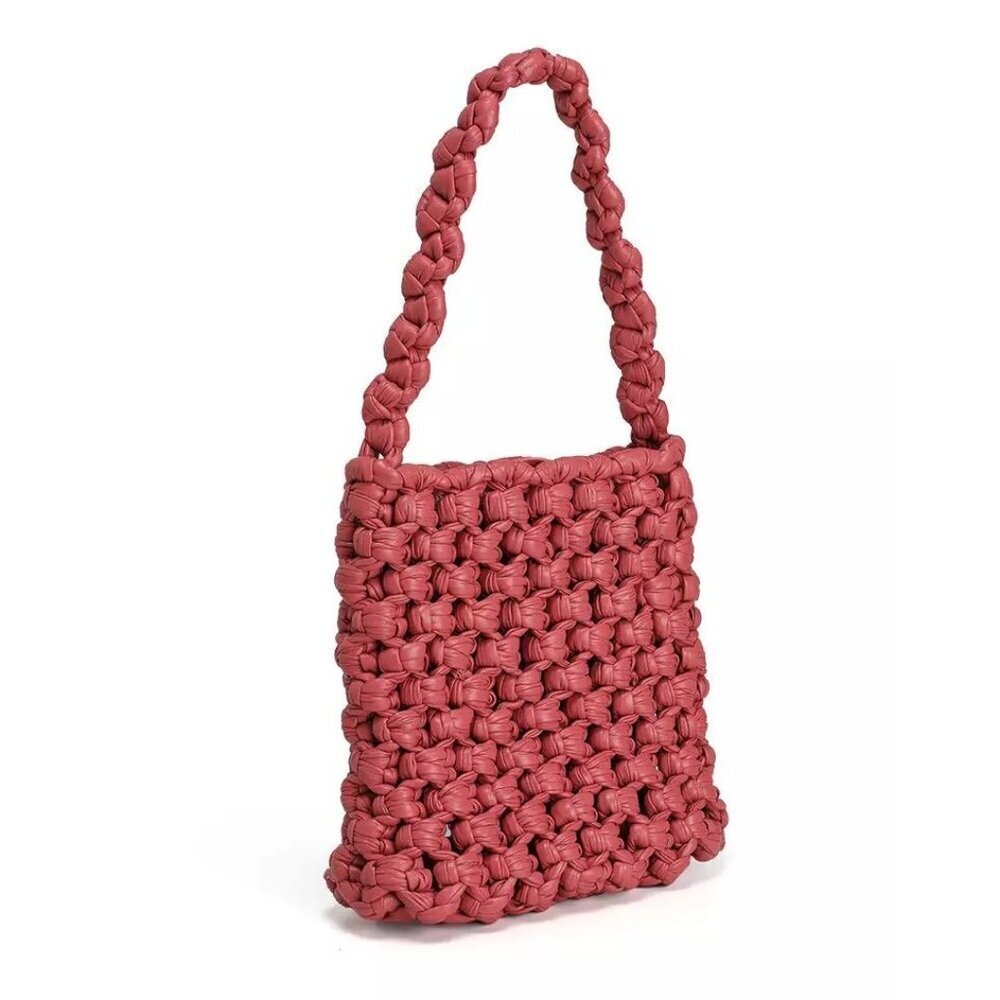 New Zara Woven Braided Crochet Open Knit Leather Weaved Shoulder Bag Purse Funky